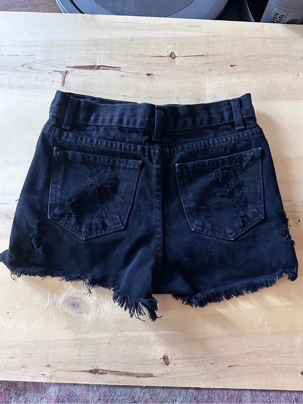 Brandy Melville Black High-Waisted Distressed Denim Shorts